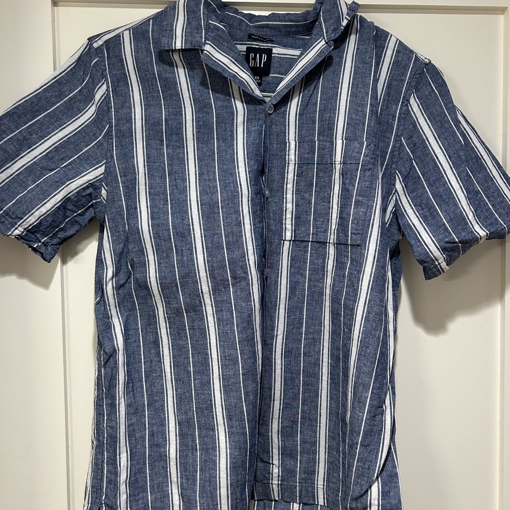 Gap Linen Striped Short Sleeve Shirt Men’s
